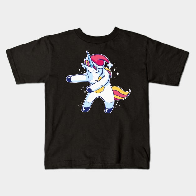 Christmas Unicorn Dab Kids T-Shirt by Shadowbyte91